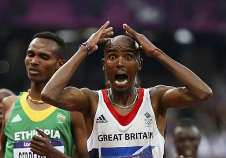 Mo Farah voittaa 5000 metriä Lontoon olympialaisissa 2012